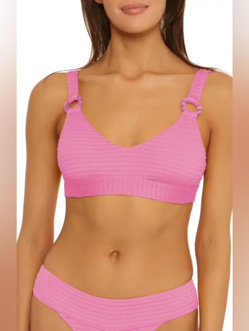 ISABELLA ROSE Maza Textured Wide Band Bralette Bikini Top Size D-CUP New